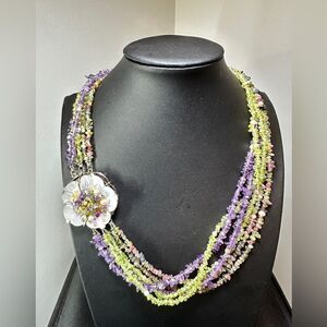 20" Multi-strand and multi-gemstone with freshwater pearls, necklace!